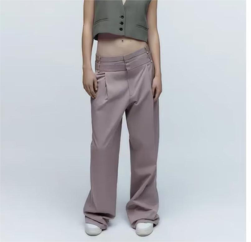 Casual Double Layer Waist Long Pants