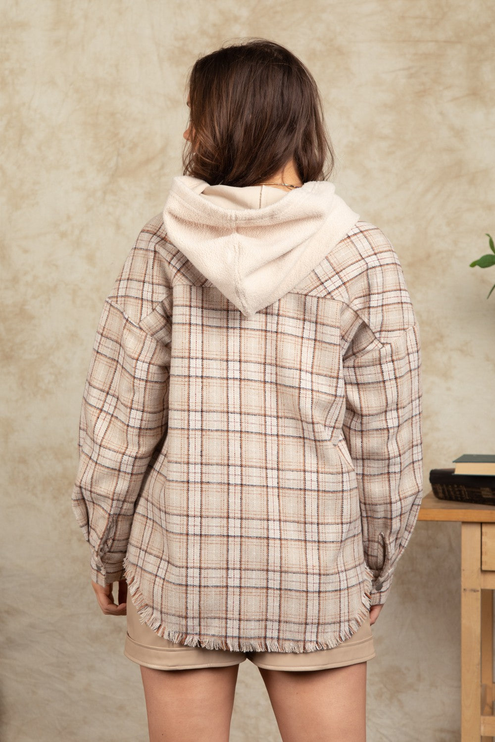Hooded Large Pocket Plaid Shacket