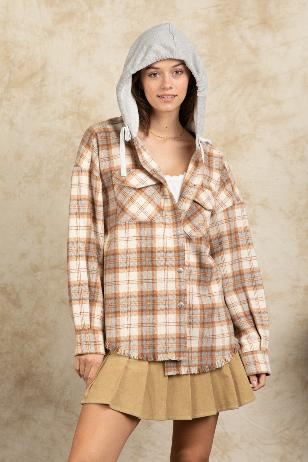 Hooded Large Pocket Plaid Shacket