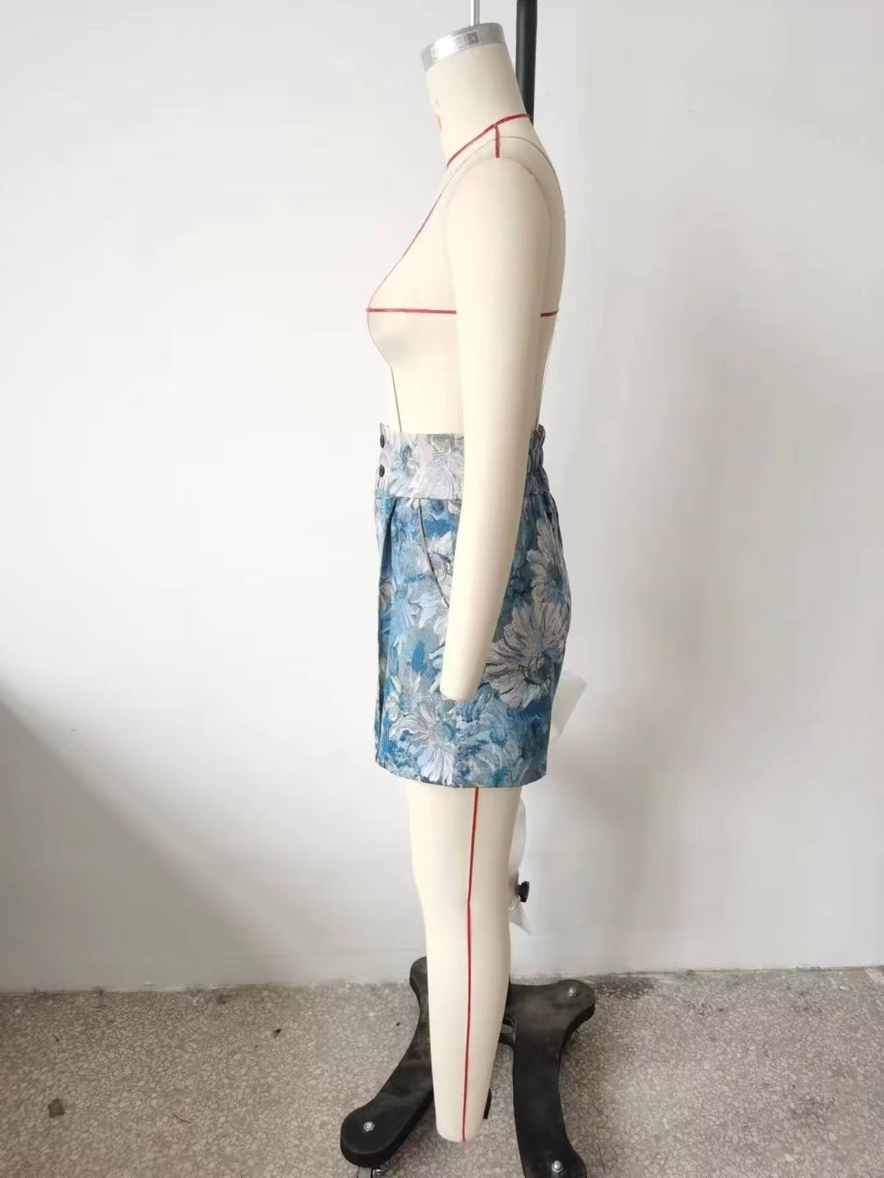 Fallable – Jacquard-Shorts mit hoher Taille