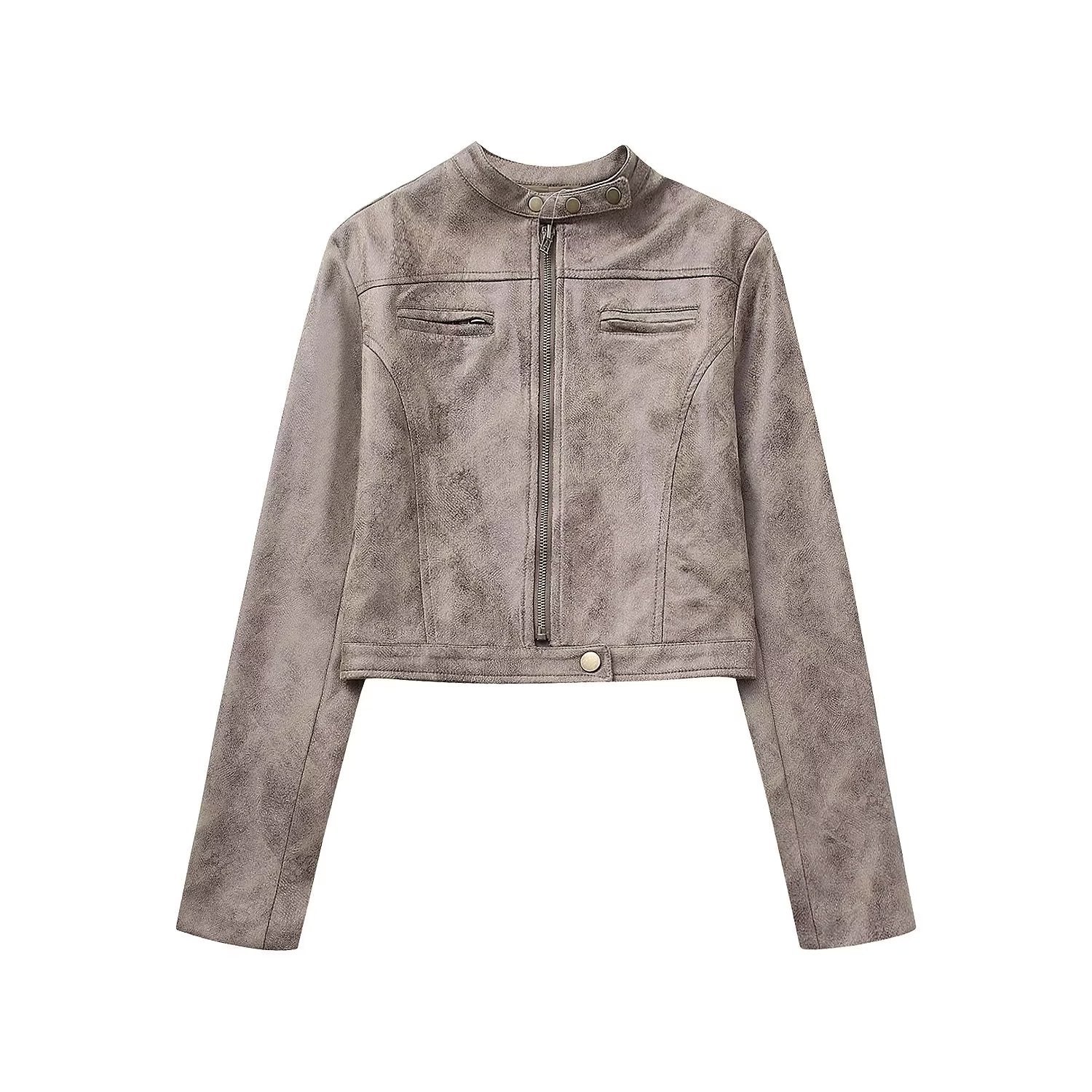 Suede Stup Collar Jacket