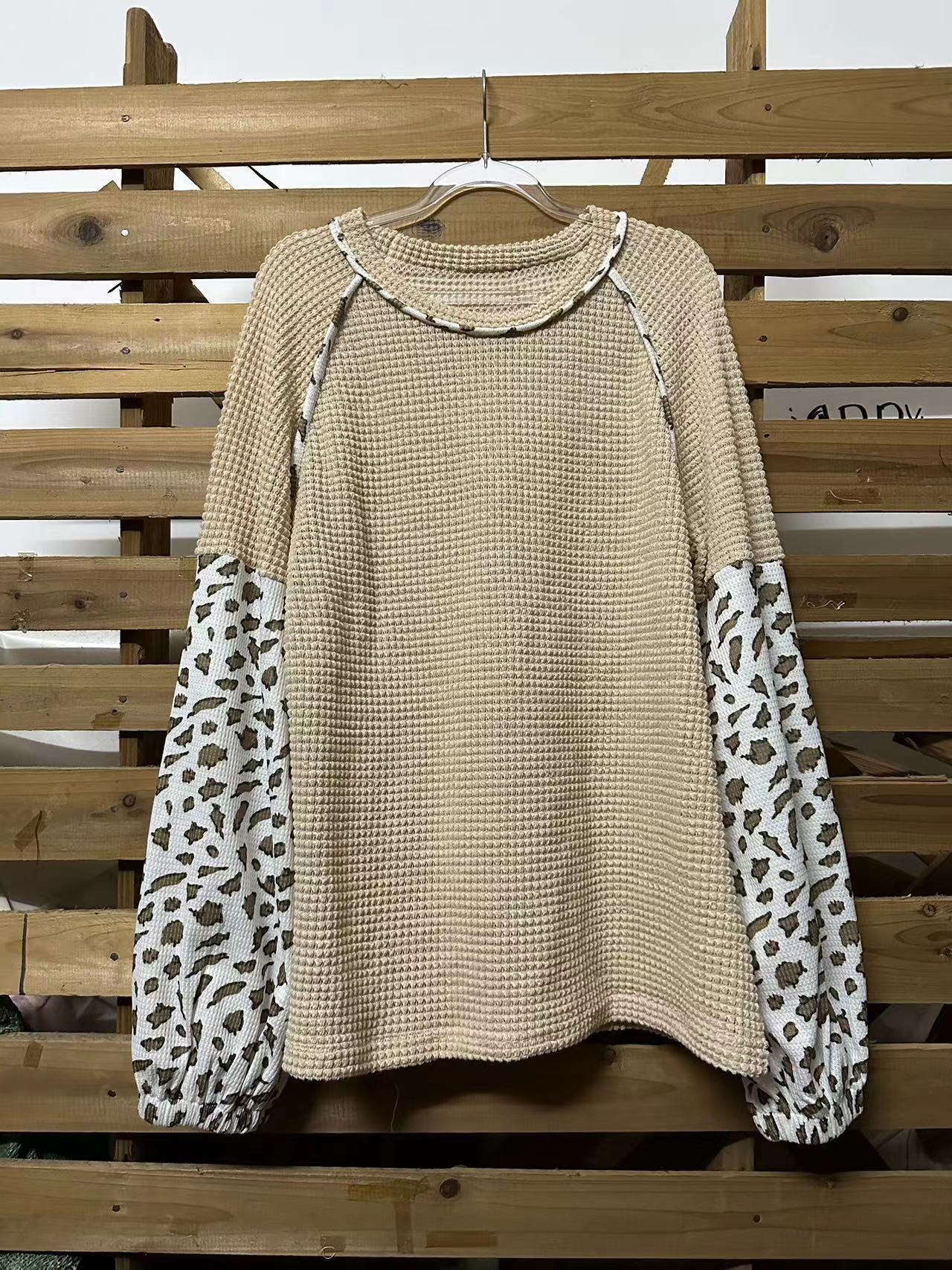 Pullover Leopard Print Loose Leopard Splicing Sweater