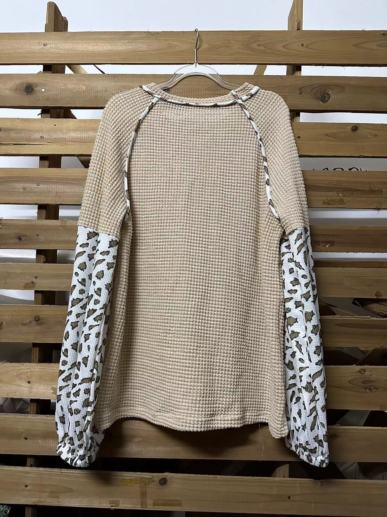 Pullover Leopard Print Loose Leopard Splicing Sweater