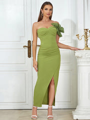 Robe simple à épaules obliques, longue et ajustée, tenue de soirée