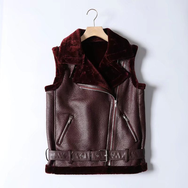 Casual Loose Faux Shearling Jacket Warm Sleeveless Vest Waistcoat Coat