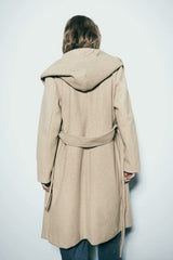 Herbstlicher Wollmantel mit Kapuze, Windbreaker-Mantel
