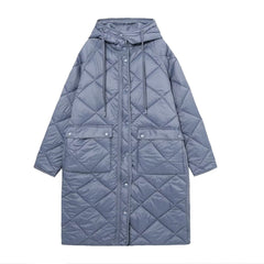 French Loose Slimming Diamond Long Version Cotton Coat Jacket