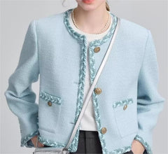 Tweed Coat Elegant Three Dimensional Ribbon Chanel Jacket Top