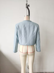 Tweed Coat Elegant Three Dimensional Ribbon Chanel Jacket Top