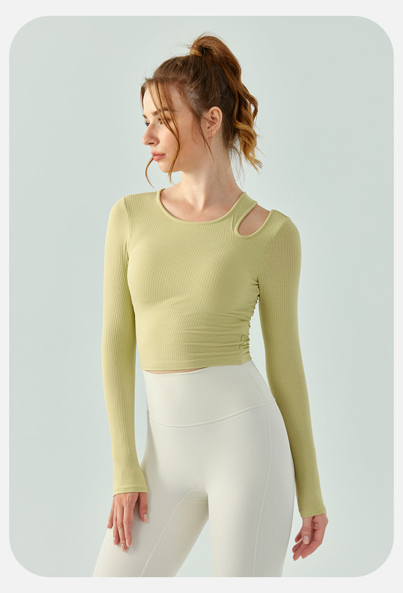 Yoga Long Sleeve with Chest Pad Wild Fitness Top Slim Slimming Sports Top