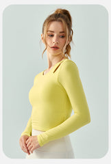 Yoga Long Sleeve with Chest Pad Wild Fitness Top Slim Slimming Sports Top