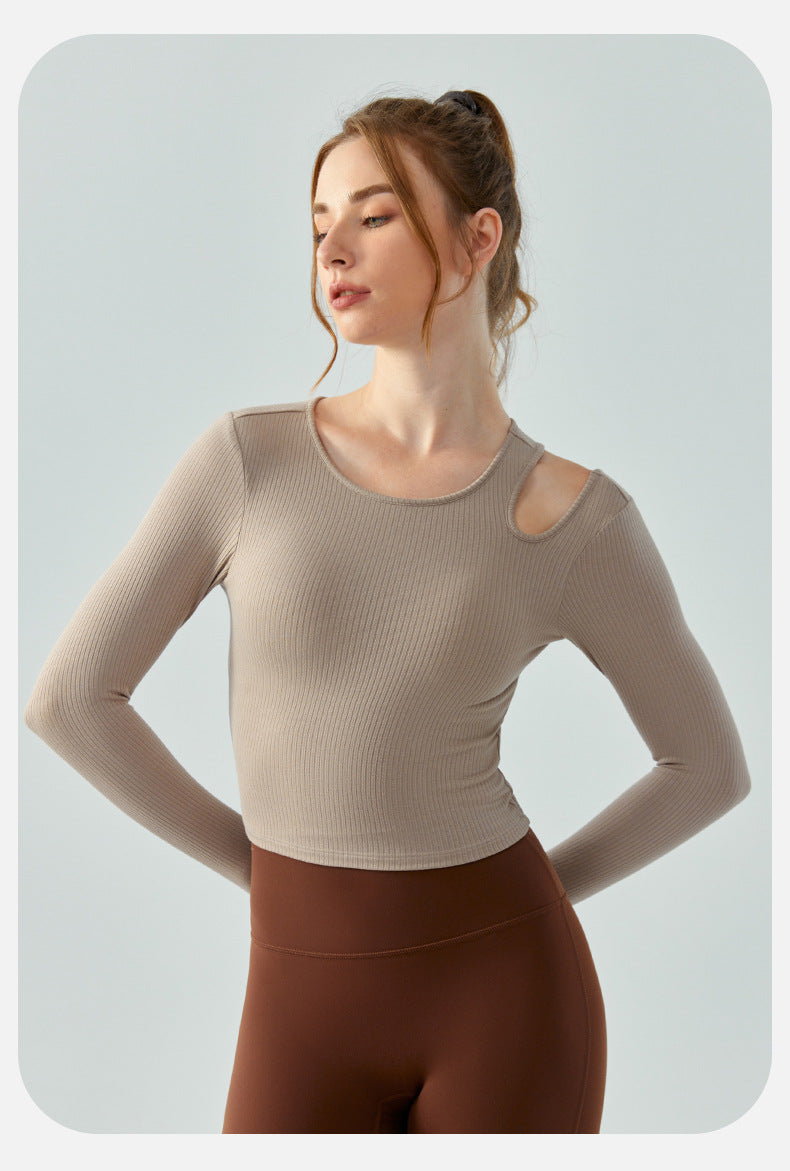 Yoga Long Sleeve with Chest Pad Wild Fitness Top Slim Slimming Sports Top