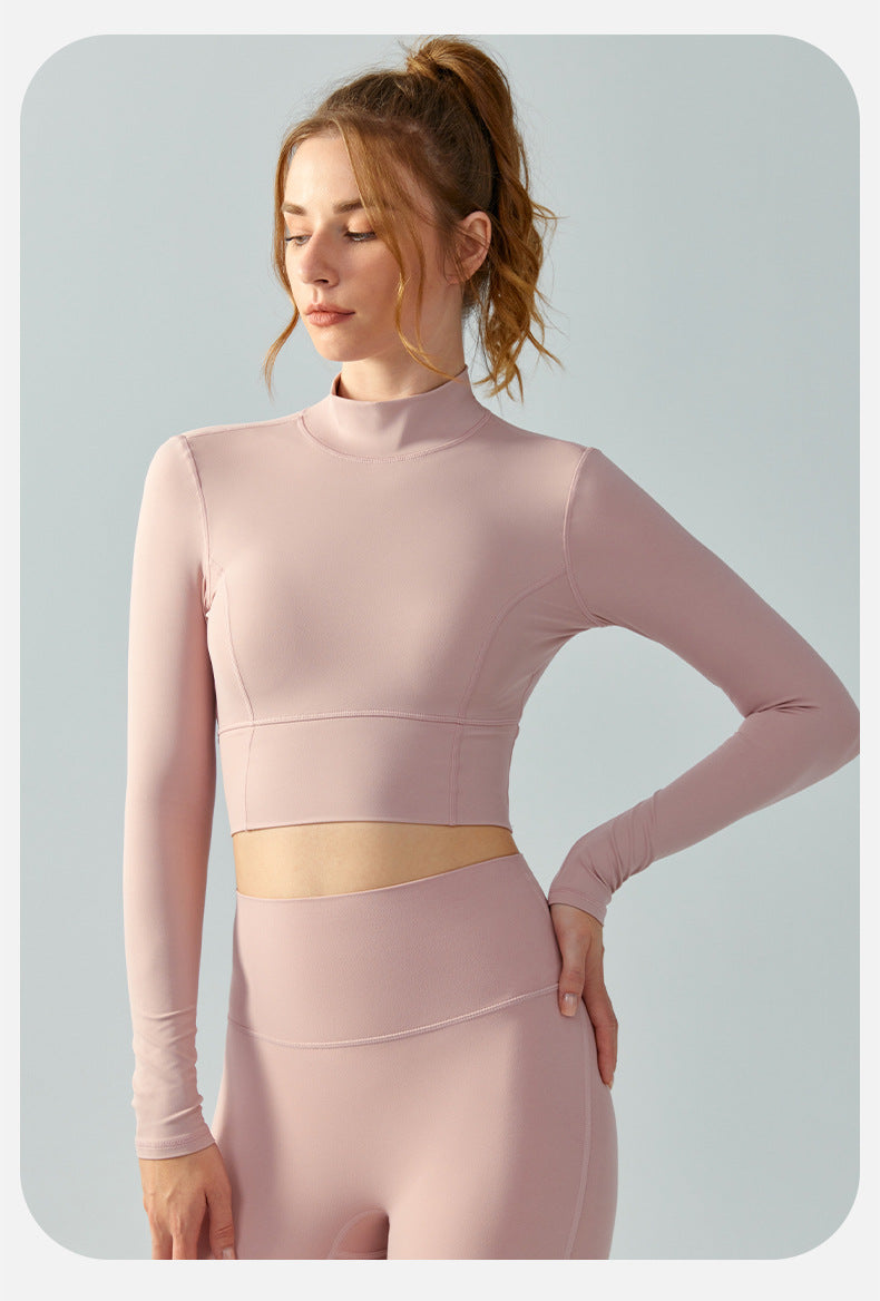 StCollar Workout-Langarmshirt mit Brustpolster, Sport-Top, Taillenformung, ausgehöhlter Ausschnitt, Beauty-Rücken, langärmliges Yoga-Kleid
