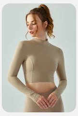StCollar Workout-Langarmshirt mit Brustpolster, Sport-Top, Taillenformung, ausgehöhlter Ausschnitt, Beauty-Rücken, langärmliges Yoga-Kleid