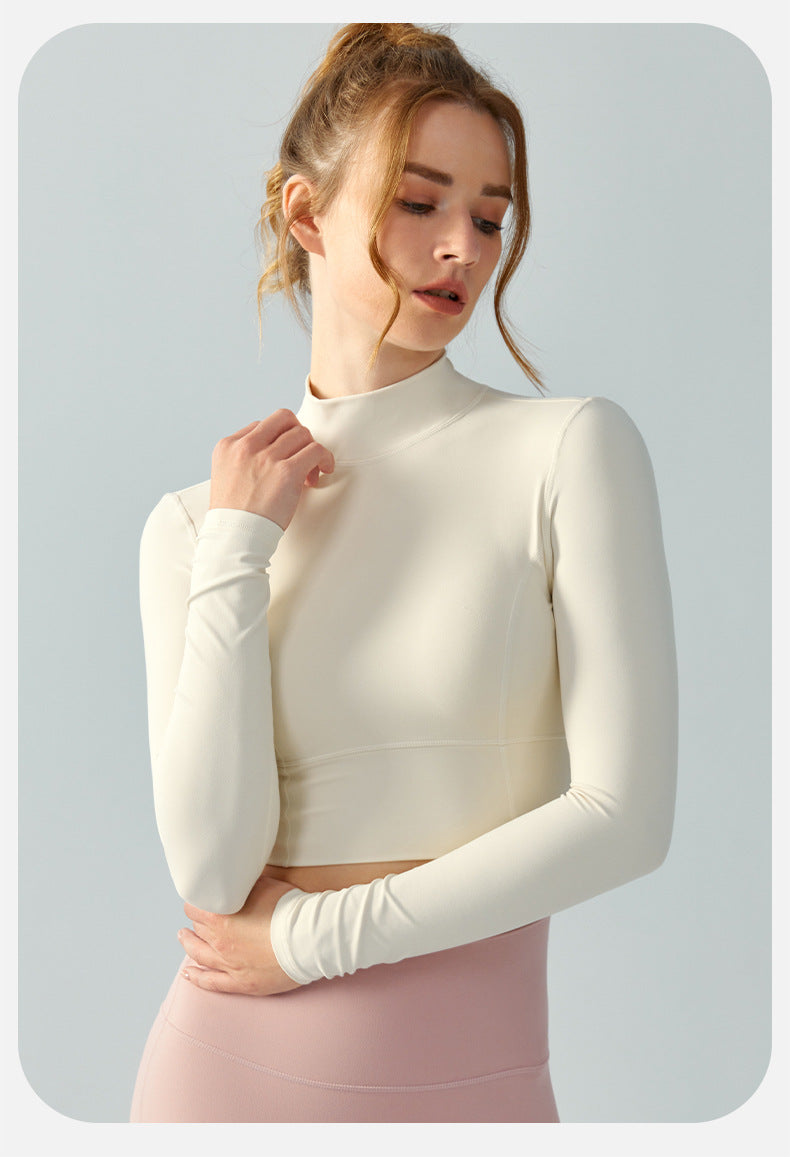 StCollar Workout-Langarmshirt mit Brustpolster, Sport-Top, Taillenformung, ausgehöhlter Ausschnitt, Beauty-Rücken, langärmliges Yoga-Kleid