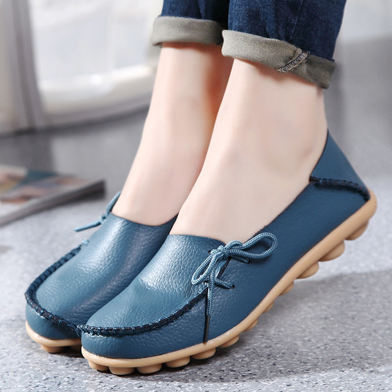 Women's Cowhide Mother Pumps Hole Comfortable Men's Shoes