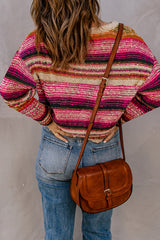 Striped Dropped Shoulder Knit Pullover