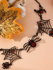 Black Gothic Spider Web Necklace