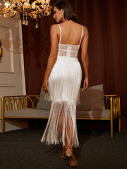 Camisole-Kleid mit Fransendetail und Herzausschnitt