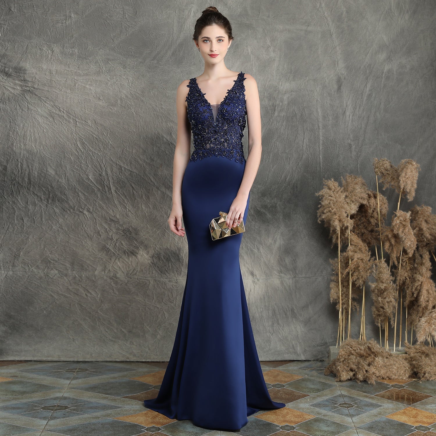 Handgemachte Applikation Perlen Toast Braut Lange Wertschätzung Abendessen Slim-Fit Fischschwanz Hochzeit Abend Dressmal Kleid