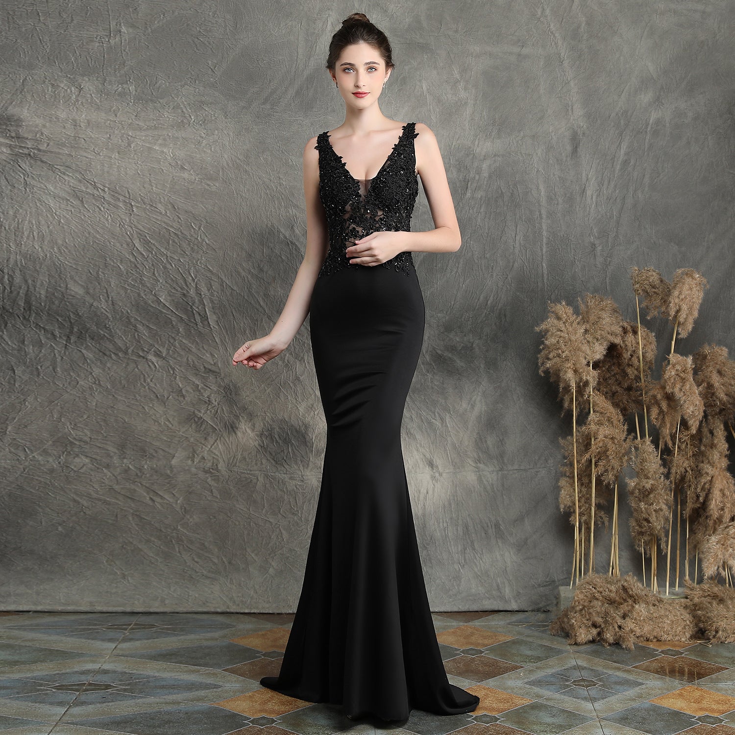 Handgemachte Applikation Perlen Toast Braut Lange Wertschätzung Abendessen Slim-Fit Fischschwanz Hochzeit Abend Dressmal Kleid