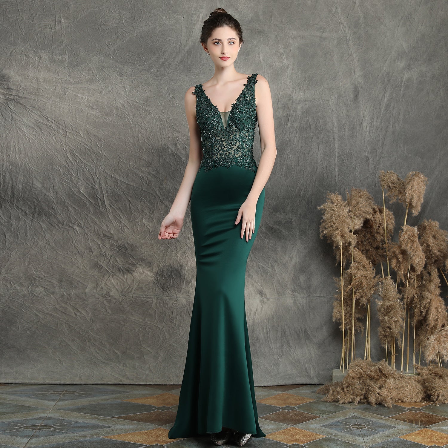 Handgemachte Applikation Perlen Toast Braut Lange Wertschätzung Abendessen Slim-Fit Fischschwanz Hochzeit Abend Dressmal Kleid