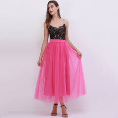 4 Layers 100 Mesh Half-Length Long Skirt Tulle Skirt Gauze Skirt