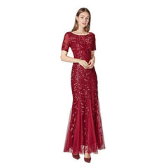 Bankett-Gastgeber-Abendkleid mit schmalem Netz-Ausschnitt und Fischschwanz-Kleid