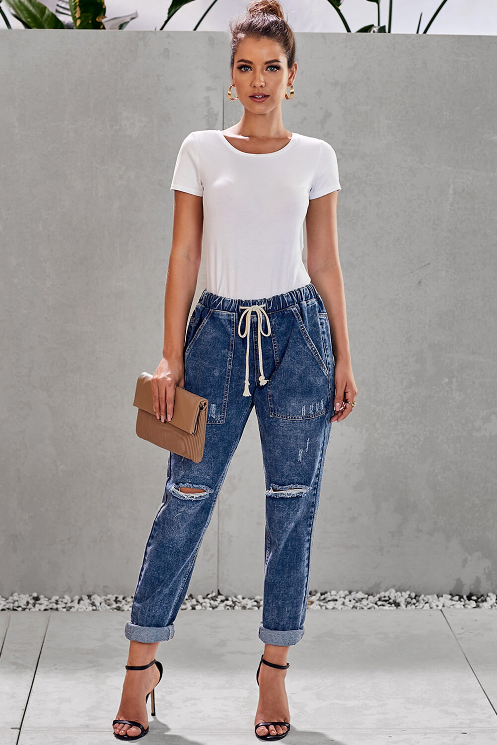 Jeans-Jogginghose mit Kordelzug