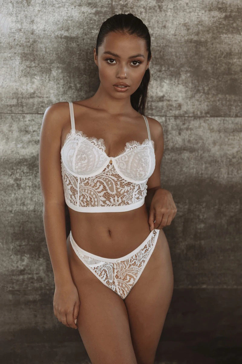 Underwear Lace See-through Three-Point Temptation Bra Panties Two-Piece Suit