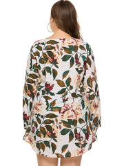 Mini-robe fleurie à manches longues