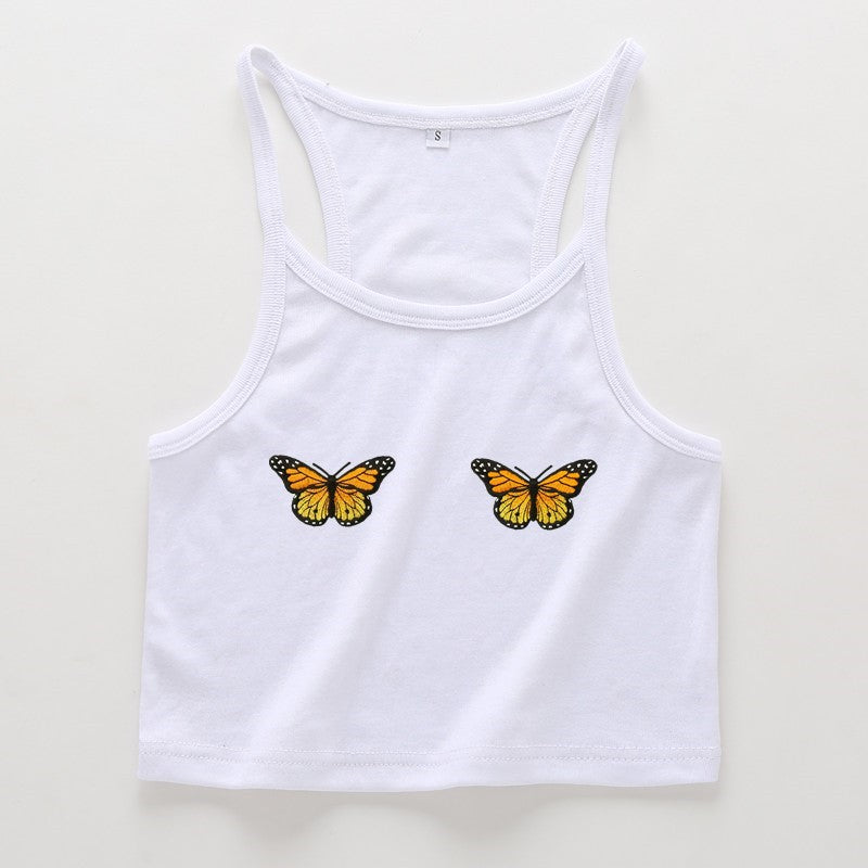 Kurzes Camisole-Unterhemd mit Drachentotem-Print und schmaler Passform