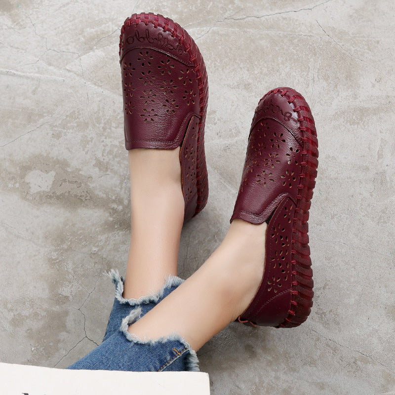 Chaussures en cuir respirantes et confortables pour grand-mère