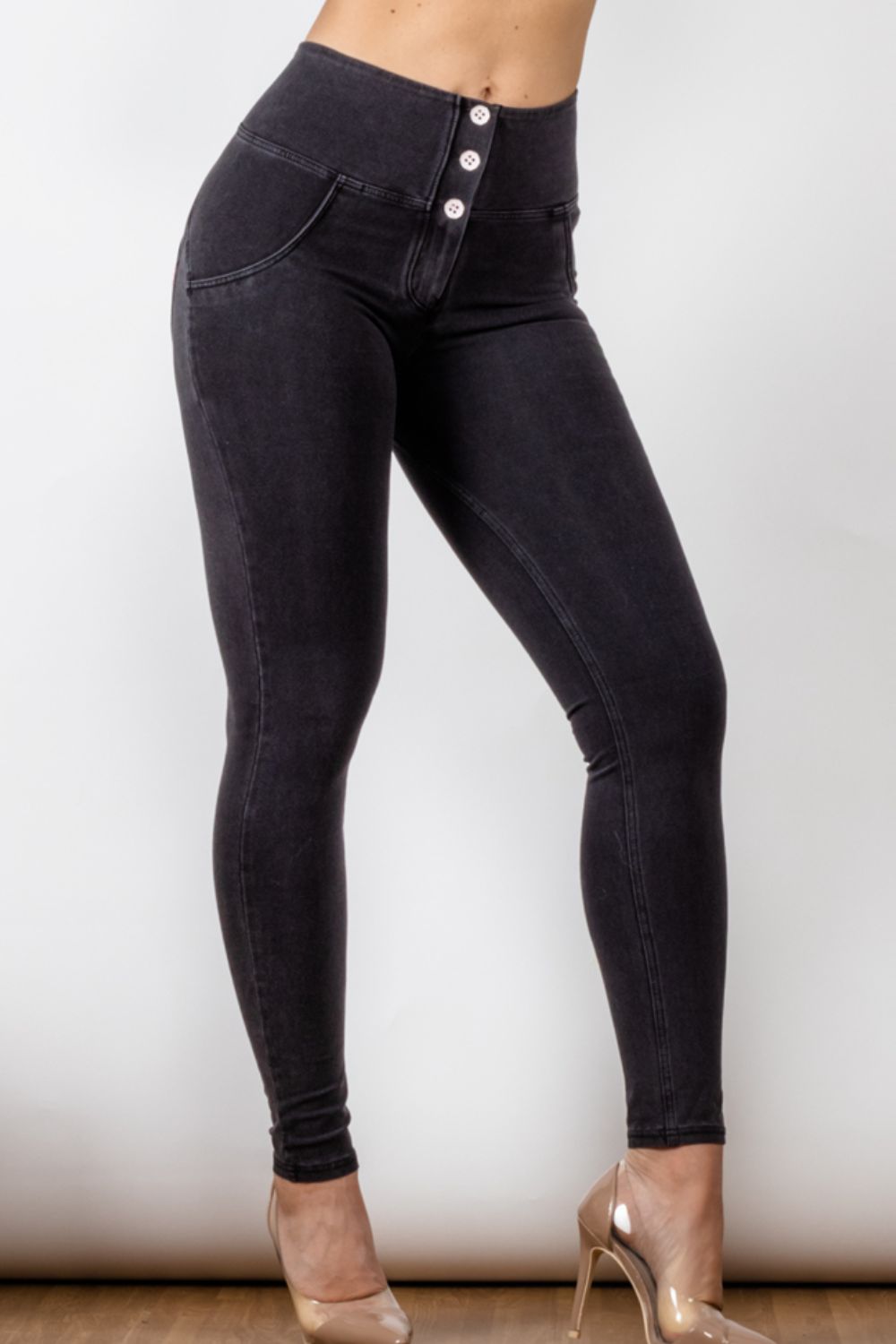 Jean skinny long taille haute