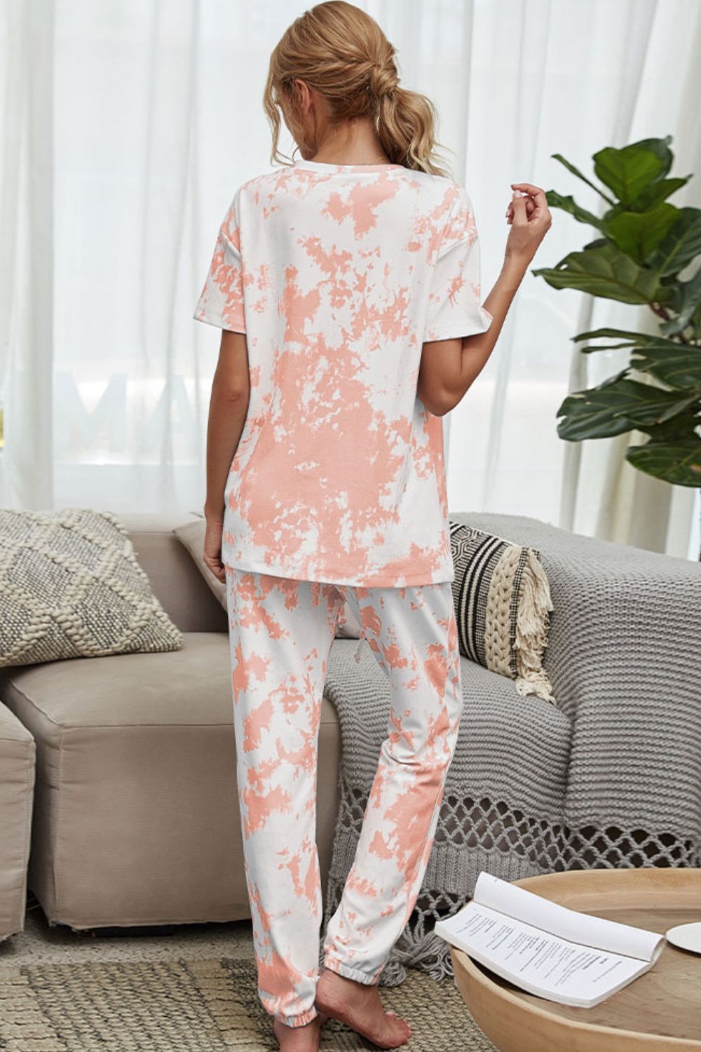 Tie-Dye Tee Drawstring Waist Joggers Lounge Set