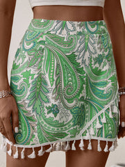 Bedruckte Shorts mit Quastensaum