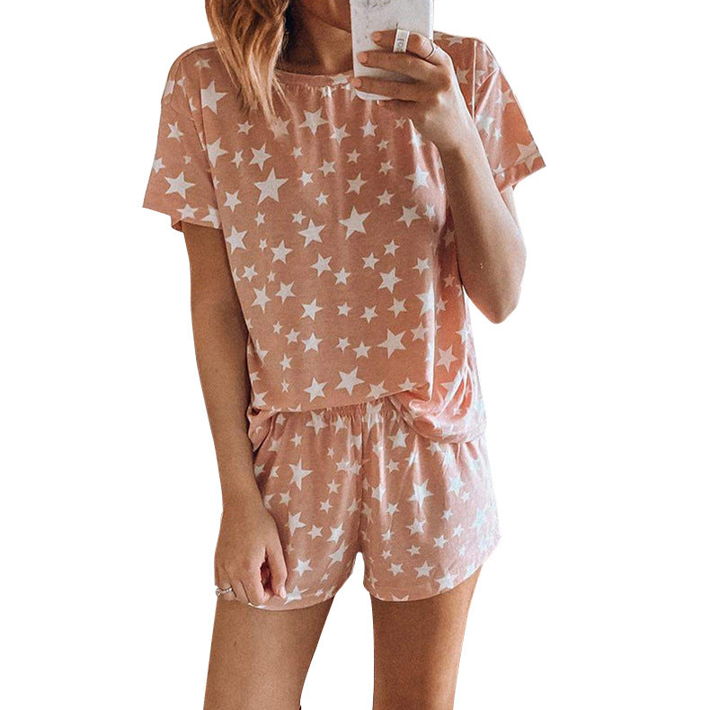 Printed Pajamas Two-Piece Set Home Wear Suit