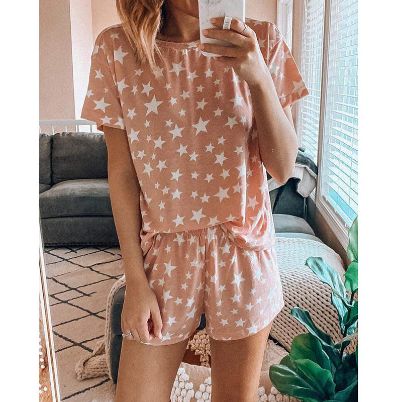 Printed Pajamas Two-Piece Set Home Wear Suit