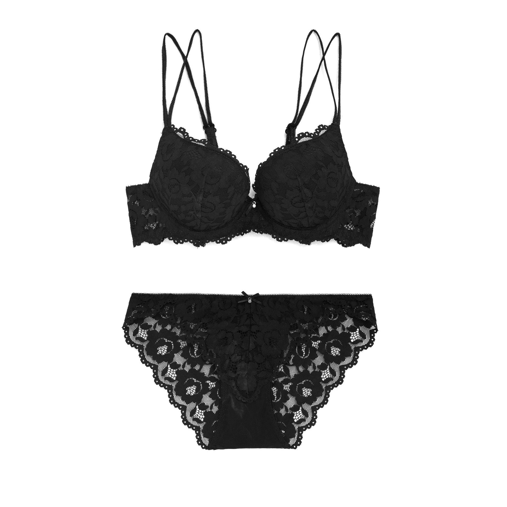 Spitzenunterwäsche Push-up Komfort Push-up-BH-Set Extra dick Kleine Brust Größerer BH