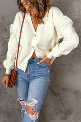 Fringe Detail Button Front Cardigan