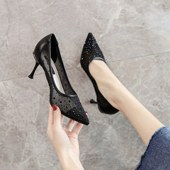 Creative Women's Pointed French Rhinestone Mesh
