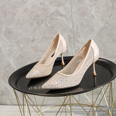 Creative Women's Pointed French Rhinestone Mesh