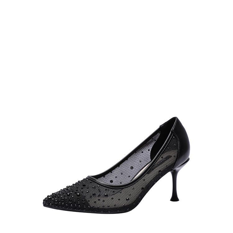 Creative Women's Pointed French Rhinestone Mesh