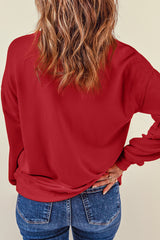 Rotes Weihnachts-Sweatshirt mit Pailletten und Weihnachtsmann-Grafik