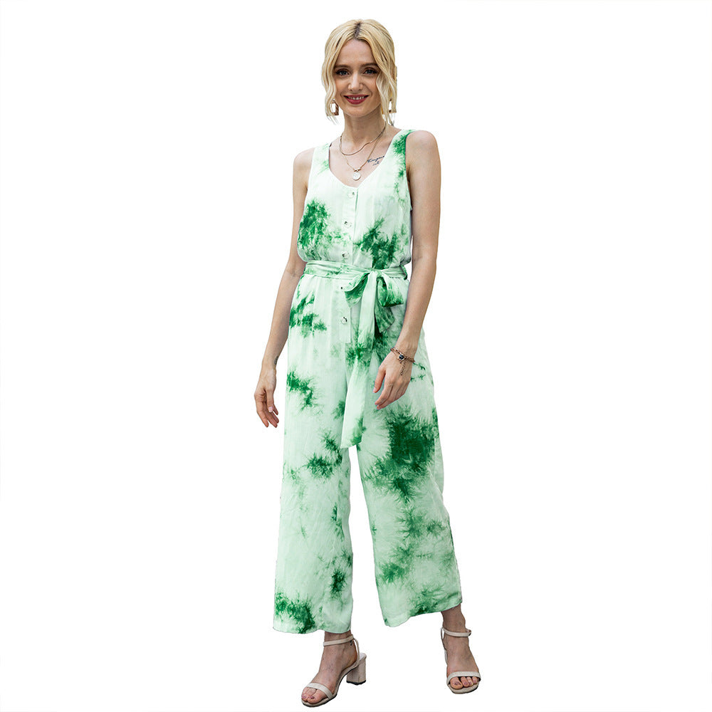 Tie Dye Jumpsuit Casual Waist Tight Jumpsuit