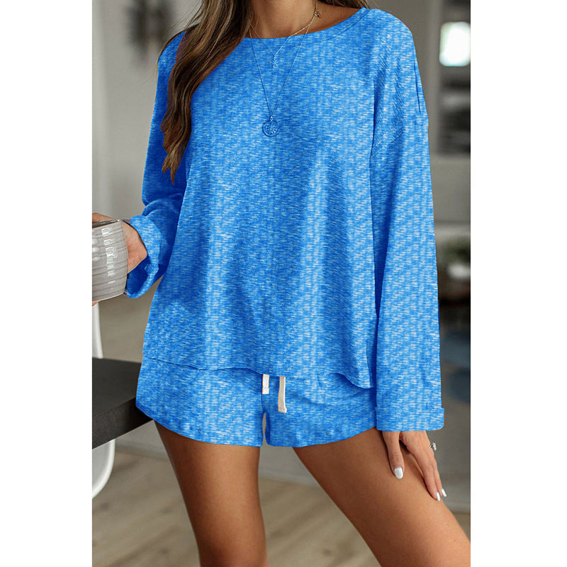 Casual Pajamas Suit  round Neck Solid Color Pajamas