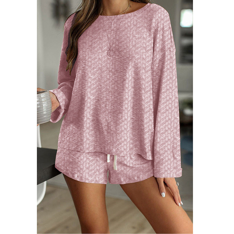 Casual Pajamas Suit  round Neck Solid Color Pajamas