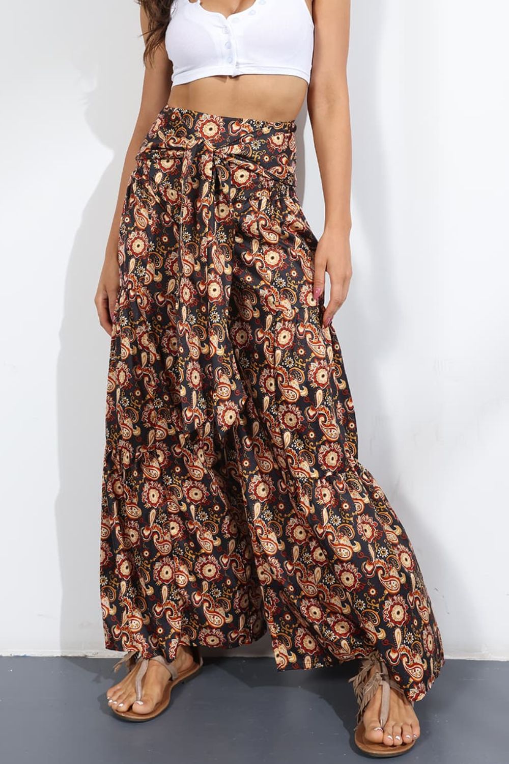 Culotte taille haute nouée imprimée