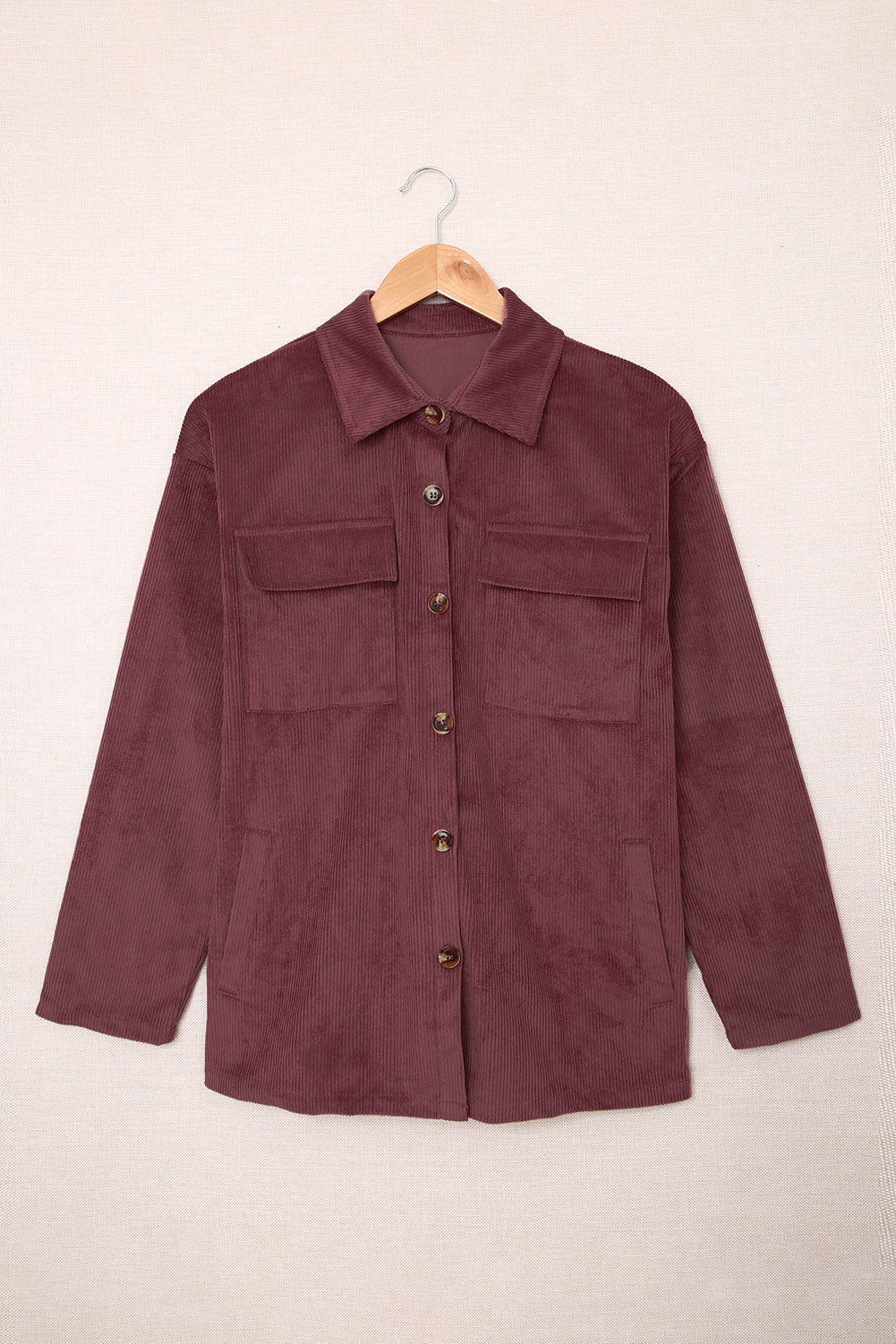 Chemise texturée côtelée à boutons et poches