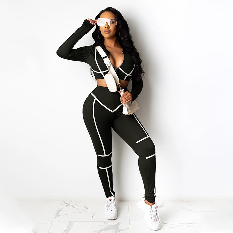 Solid Color Tight Stitching Casual sets